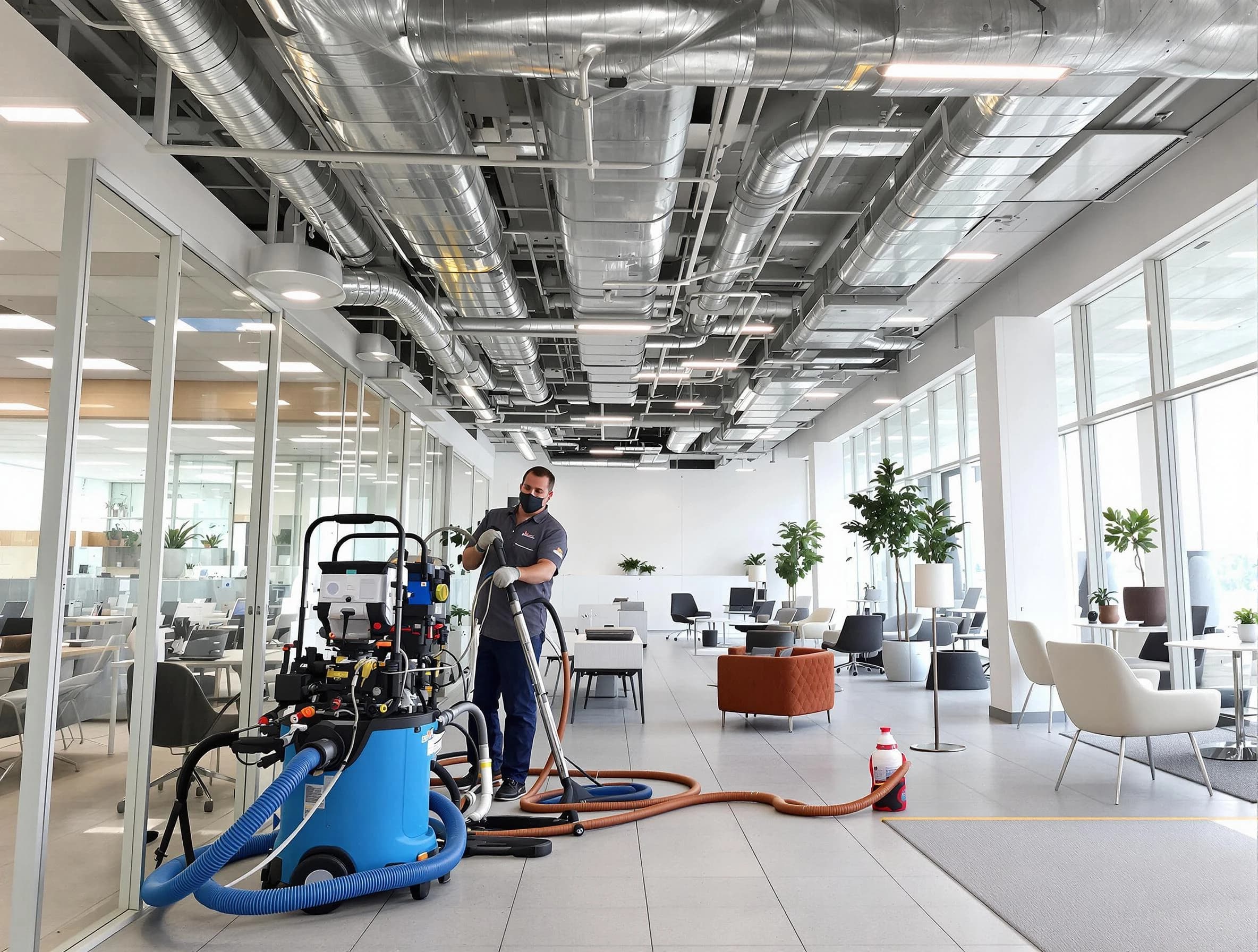 Cherry Creek Air Duct Cleaning team conducting comprehensive commercial duct cleaning at a business location in Cherry Creek